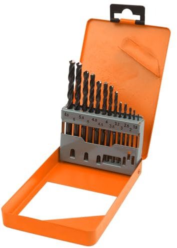 BOYMA-13PZ Juego de brocas para metal-set de brocas para hierro con caja metálica- de 1,5 hasta 6,5 mm-HSS DIN338 Helicoidal-Brocas para hierro-conjunto de brocas