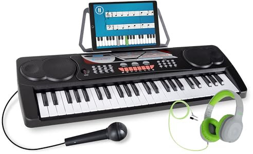 McGrey BK-4910BK Keyboard mit Mikrofon & Kinderkopfhörer Set - Einsteiger-Keyboard mit 49 Tasten - 16 Sounds und 10 Rhythmen - 6 Demo Songs - Inklusive Mikrofon und Over Ear Kopfhörer - Schwarz
