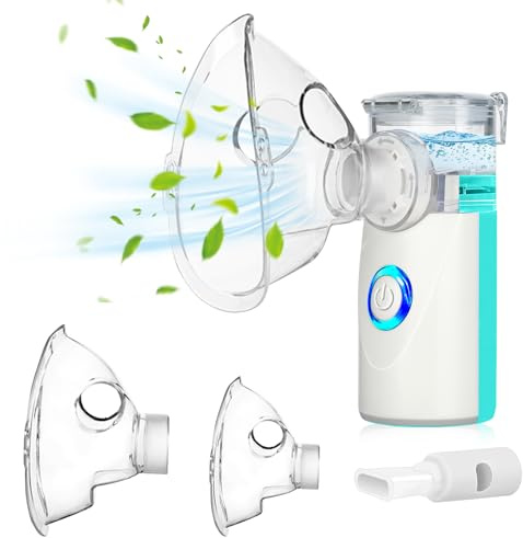 BIAOQINBO Aerosol Portatile Silenzioso per Adulti e Bambini, Macchina Aerosol con 2 Maschere E Boccaglio-Inalazione Ultrasuoni Nebulizzatore Aerosol per uso Domestico e in Viaggio (Verde)