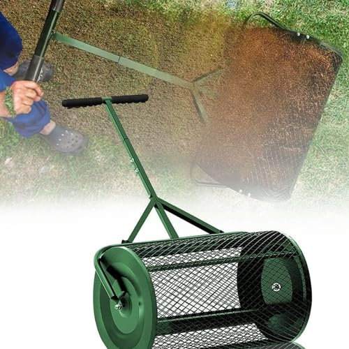 Rodillo para césped duradero, esparcidor de semillas multiusos, esparcidor de estiércol liviano con mango en forma de T, esparcidor de tierra superior para el cuidado del césped y el jardín, rodill