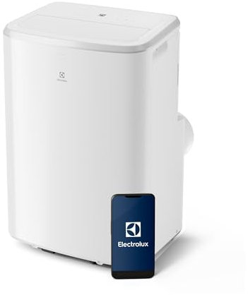 Electrolux EXP28U340HW Climatiseur Portable, Capacité de Refroidissement 2,8 kW, Technologie R290 Écologique, Fonctionnement Silencieux 64 dB, Mode Déshumidification, Couleur Blanche