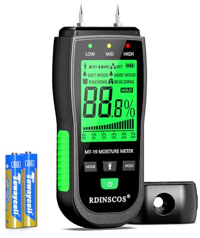 RDINSCOS Moisture Meter for Firewood Digital Wood Moisture Tester Firewood and Lumber Water Leak Detector for Wall,Lumber, building,Firewood,Humidity Tester