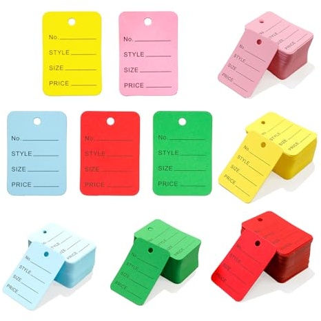 1000Pcs 1.97” x 1.38” Blank Labels Price Tags 5 Colors for Clothing Store Jewelry Gifts Accessories Promotional Activities Coupon Sale Tags