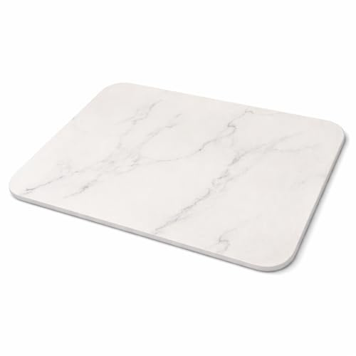 Genérico Shiny Whispers - Tappeto diatomite da bagno 60 x 39 - Asciugatura rapida - Bagno e cucina - Tappetino in pietra diatomee - Super assorbente e antiscivolo - Stone Bath Mat (Bianco Marmo)