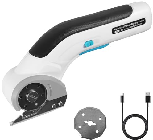 Cutter Rotatif électrique 3.7v, Cutter Rotatif Couture électrique Rechargeable Avec Batterie 2000 Mah, Ciseaux électrique Sans Fil Avec Verrou De Sécurité, Pour Feutre, Tapis, Cuir, Plastique Et Carto