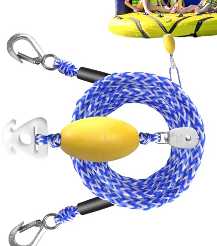 Corda da traino per barche | 5 metri di corda per sci d'acqua con palla da nuoto e ganci, robusta fascia per vela, tirare, salvataggio, fiume, laghi, motoslitta