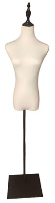 Relaxdays manichino Donna Regolabile 140-175 cm, Base Metallica, Bianco/Nero, 175x37x23 cm