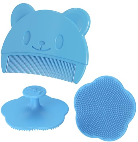 YIPFEN 2-Pack Cepillo para Bebé, Peine Suave para Costra Láctea, Eliminación Efectiva en el Cuero Cabelludo, Ayuda con la Limpieza y Masaje Suave de la Cabeza para Recién Nacidos y Bebés (Azul)