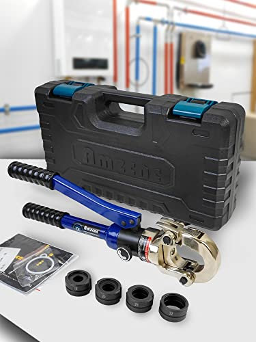 AMZCNC Pinza a pressatura professionale a U 16-20-25-32, set di utensili a pressatura, per tubi compositi con raccordi del contorno U, inserti ganasce, U16, U20, U25, U32, incl.