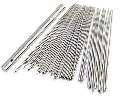 30pcs 2.0MM Brochetas para barbacoa Juego de brochetas para barbacoa antiadherentes de metal para asar de acero inoxidable Palos reutilizables Tubo de almacenamiento gratuito (Color : 30pcs 2.0mm 30