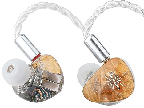 Linsoul Kiwi Ears Orchestra Lite 8BA Personalizado In Ear Monitor IEM con Cable Desmontable 7N de Cobre Libre de Oxígeno OFC de 4 Núcleos, Placa Frontal Artesanal para Músico Audiófilo(Naranja)