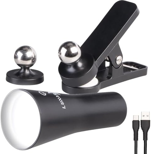 Lunartec Zubehör zu Klemmspot: 3in1-Akku-Wand-, Klemm- und Taschenlampe, mit 3 Leuchtmodi, schwarz (Magnet-Lampen Akku, Spiegelleuchte, Leselampe Bett)