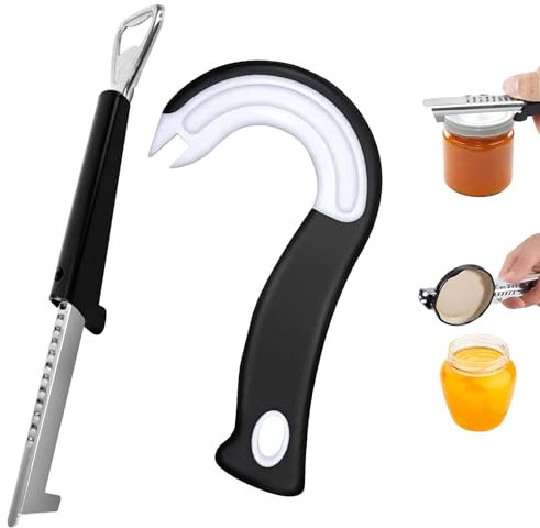 KATIMI 2 Pezzi Apriscatole Manuale Regolabile, Apribicchiere con Tappo a Vite, Apribottiglie Antiscivolo per Anziani, Apriscatole per Artrite Senza Sforzo, Apriscatole per Vernice per Mani Deboli