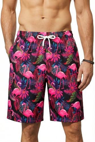 Enlision Badshorts för herrar strand snabbtorkande badbyxor för herrar pool hawaiianskt tryck shorts och bermudashorts sommar lätt surfing simning semester korta byxor med nätfoder S–3XL, 3XL