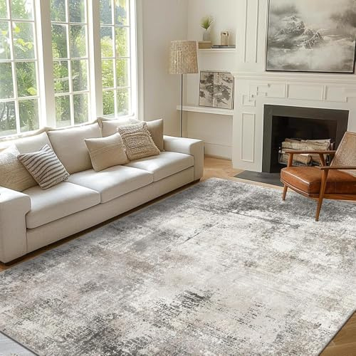 BEIMO Alfombra Salon Pelo Corto, Moderna Alfombra Habitación, Alfombras Antideslizantes Lavables, Grandes Alfombras Abstractas para Habitación Infantil, Escalera, Tinta y Gris, 160x230cm