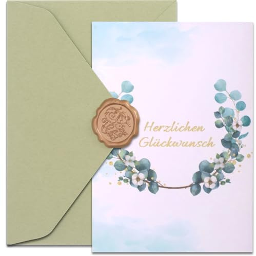 Aruigu Carte d'anniversaire de qualité supérieure avec enveloppe - Emballage cadeau en argent - Cadeau porte-bonheur pour anniversaire, voyage, mariage, cérémonie de jeunesse (confirmation vert avocat