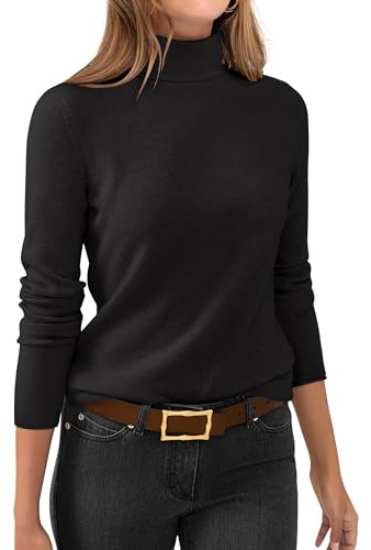 ANRABESS Womens Turtleneck Long Sleeve Sweater Tops Casual Soft Knit Fit Lightweight Basic Pullover 2025 Fall Work Outfits Black-S
