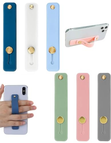 LEEQBCR Téléphone Boucle Doigt Titulaire, Support de poignée de téléphone 6 piècesDoigt Téléphone Portable Grip Sangle de téléphone en Silicone Support de téléphone Portable télescopique(6 Couleurs)