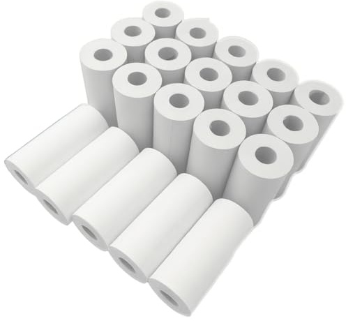 Rotoli di Carta Termica per Stampanti pos registratori di cassa, 57mm x 25mm, Confezione da 20, Senza Inchiostro, Finitura Opaca ottimo materiale