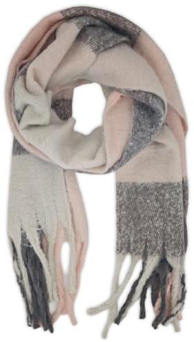 styleBREAKER Sciarpa da donna in tessuto con motivo a quadri | Sciarpa lunga con frange spesse e lunghe | Morbida sciarpa invernale a maglia, materiale caldo, stola, colore: