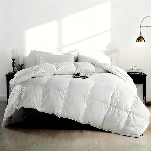 KUSNUG Estivo Piumino Matrimoniale, Federa in Cotone Biologico con 10% Piumino, 90% Piume, Coperta per Hotel Certificata Oeko-Tex Bianco 200 × 200 cm