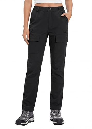 GymBrave Pantalon de Randonnée Femme Été Léger Imperméable | Extensible Travail Pantalon Cargo avec Poche Zippée Pantalon de Trekking Pantalon Safari