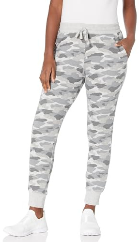 Amazon Essentials Pantalones De Correr De Forro Polar Con Puños (Disponibles En Tallas Grandes) Mujer, Gris Claro Camuflaje, L