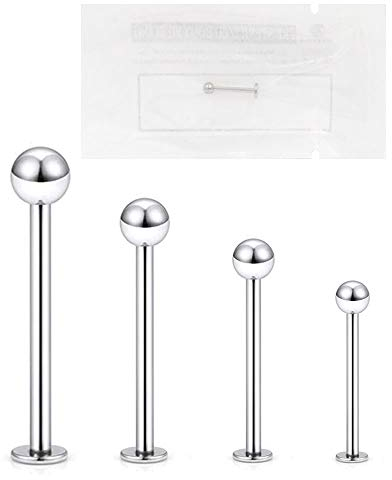 Warrior Labret Lip Piercing Steriles Titan G23 Größe 16G (1,2 mm) mit Einer 3 mm Kugel Einteilige Verpackung PTC-01(14)