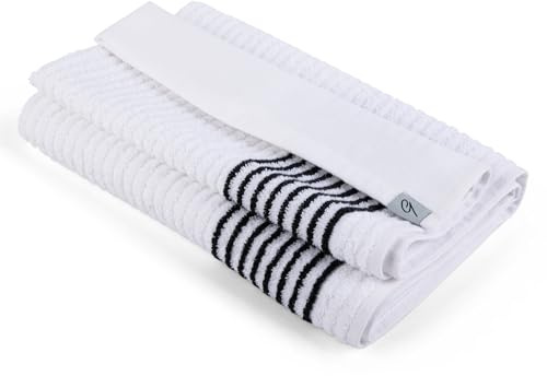 E9 GOLF Caddy Towel - Large 22 x 44 Caddie Style Golf Towel Design, Use The Same Golf Towel That Tour Players Use, Simple, Clean Design, White with Black Stripes