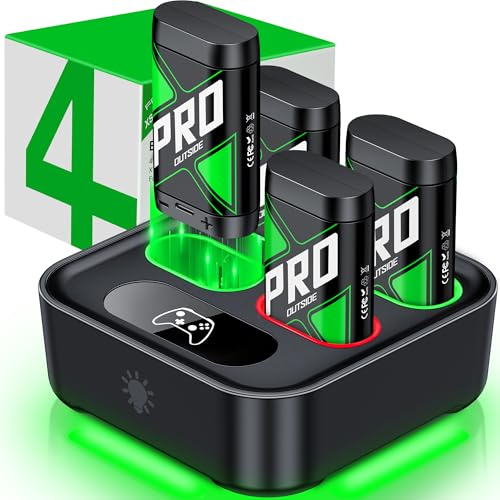 Cargador mejorado para Xbox One Controller batería Pack con cuatro USB C Xbox batería recargable Series X|S, One S/One X/Elite Controller Charger Station Accesorios
