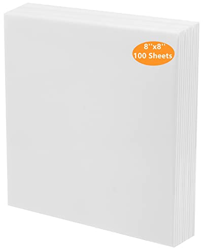 YEQIN Cut Away Machine Embroidery Stabilizer Backing 8x8 - 100 Precut Sheets - Medium Weight 2.5 Ounce - Fits 4x4 and 6x6 Hoops