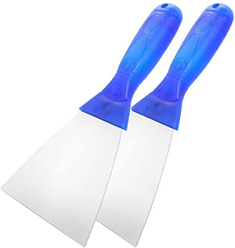 Putty Knife, 2 PCS 5 Inch Carbon Steel Scraper, Plastic Handle Spackle Knives for Drywall, Decals, Wall paper, Patching, Painting, Taping, Scraping Coating