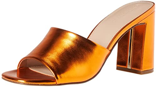 The Drop Pattie Mules à haut talon bloc pour Femme, Orange feu métallisé, 38