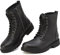 Boots for Women Waterproof Ladies Black Walking Ankle Boots Work Lace Up Side Zipper Womens Black Platform Leather Walking Booties