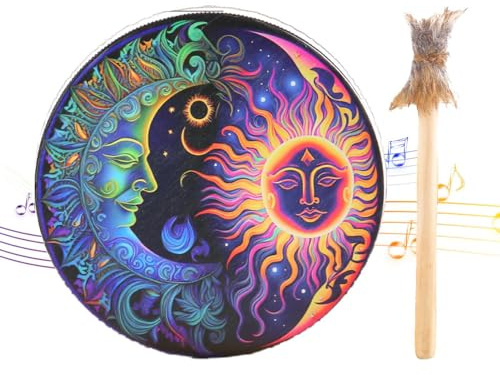 Generiska shamaniska trummor, dekorationsdesign handtrumma med trumstift – trumma ljudläkande verktyg, shaman handtrumma, dekorationsdesign handtrumma, trumma shaman för meditation