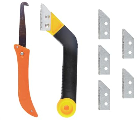 Tabanzhe Pro Grout Remover Tools,Floor Tile Grout Saw Angled Grout Scraping Rake Removing Tool,Tile Grout Remover with 5 PCS Extra Replacement Accessories