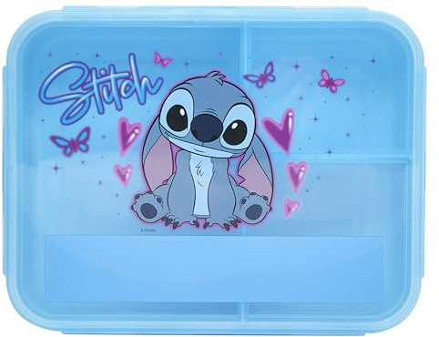 Disney Stitch Kids Lunch Box Official Stitch Merchandise by Polar Gear - Stitch Gifts For Girls - Back To School Supplies – 3 Compartment Stitch Lunch Box for Kids