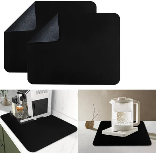 2 Pièces Tapis Absorbant Vaisselle, 50 x 40 cm Séchage Rapide Tapis Vaisselle Antidérapant, Très Absorbant Tapi Antidérapant pour Bar à Café, Tapis Egouttoir