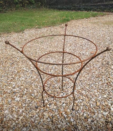 Premium Heavy-Duty Peony & Shrub Rose Support (Large),10mm Solid Steel Plant Support Ring – 28 (71cm) Tall x 21.5 (55cm) Top Ring – Bare Metal Patina Finish – Fully Assembled, UK Made Plant Support