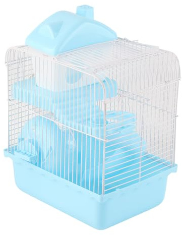 Brrnoo Cage de Voyage du Hamster, 2 Niveaux Amovible Hamster Grand Espace Châssis Châssis Gerbil Cage de Cobayes Glane avec Nombreuses Grilles en Maille Métallique pour, Cobayes, Lapins, Ours Dorés