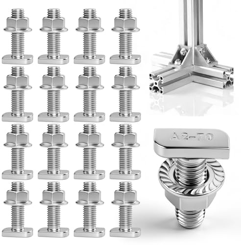 24 Pezzi Viti Testa a Martello M8 Inox e 24 dadi a2-70 Viti con Testa a Martello M8x30 per Impianti Fotovoltaici Binari Serre e Fotovoltaico Tetti Rigidi