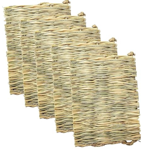 BOYANDM Di 5 Paglia Naturale Tessuto Pad per Piccoli Animali Domestici Conigli Criceti Caldo Riposo Mat Sonno per Decors Gabbia Erba Naturale