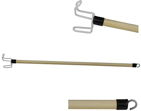 1x Behrend An- und Ausziehhilfe Deluxe, Anziehhilfe, Anziehstock, 2 Haken, Holz, 70 cm