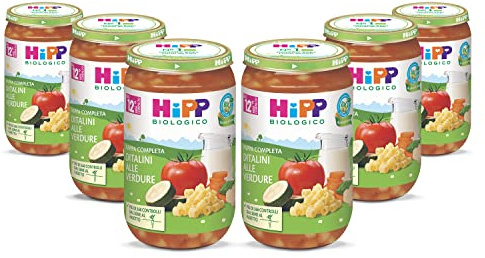 HiPP - Pappa Pronta Completa Bio, Ditalini Alle Verdure, 6 Confezioni da 250 g