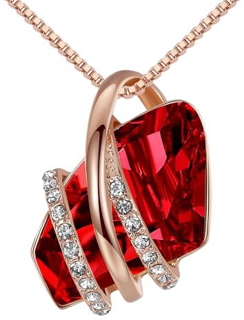 Leafael Wunschstein Halskette Damen, Halsketten für Frauen mit Geburtsstein Kristalle, Schmuck für Frauen mit Geschenk-Box, Allergie-frei Geburtsstein kette damen, Anhänger Silber-Ton oder Rose Gold