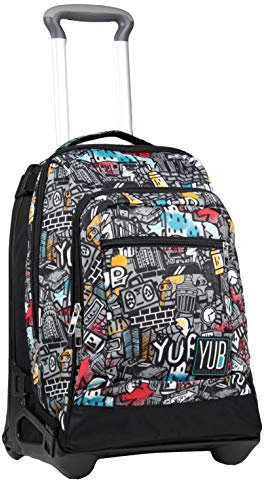 YUB TROLLEY TECH Rucksack mit Trolleyfunktion, 3 in 1, Schulranzen mit Rollen, Abnehmbarer Rucksack, ab 1. Klasse, für Schule, Gymnasium, Reisen&Freizeit, Mädchen&Jungen, mehrfarbig