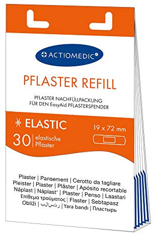 ACTIOMEDIC I ELASTIC Set ricarica cerotto 30 pezzi - Compatibile con distributore di cerotti EasyAid, Bende elastiche ipoallergeniche primo soccorso, Bendaggio dito per bambini e adulti