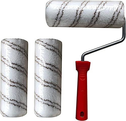 3 Stk. Polyamidrolle 24cm Rolle Walze mit Halter für 2K-Epoxidharz/Polyurethan Bodenbeschichtung Epoxy Grundierung Versiegelung Top Coat