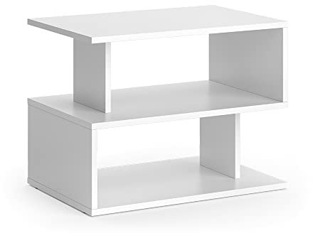 Vicco Couchtisch Shelby, Couchtisch mit der Ablage, Weiß, 59 x 39 cm