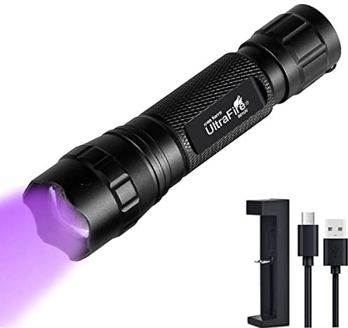 Black Light UV Flashlight,UltraFire LED 395nm Ultraviolet Blacklight Flashlight,Adjustable Focus Mini UV Flashlight Pet Urine Detector for Resin Curing, Dry Stain, Scorpion and Bed Bug UV Torch